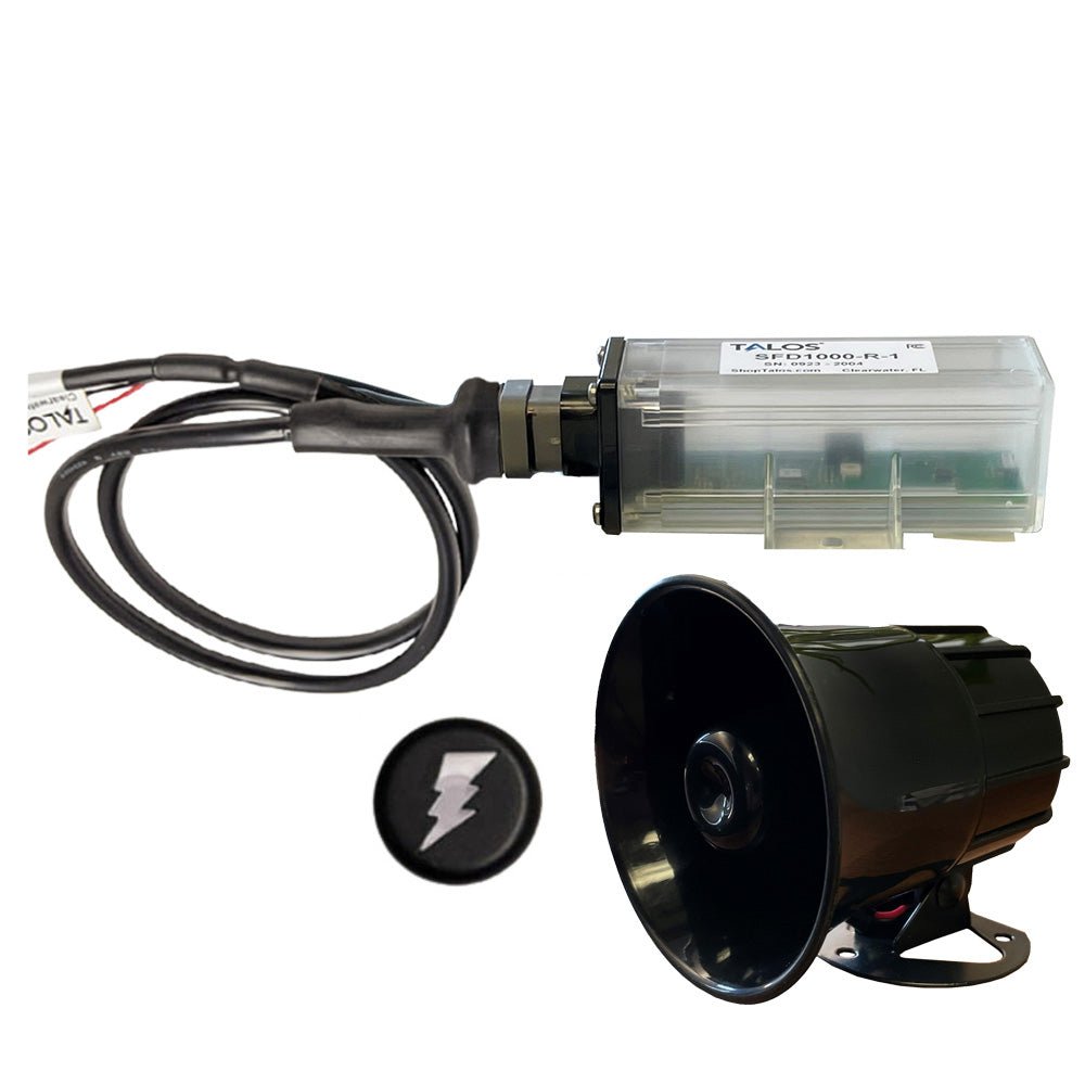TALOS Remote Housing Lightning Detection System w/20' Cable & External Horn - Black Round Indicator & 45' Horn Cable - Get Tight Gear