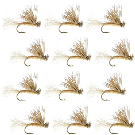 Tan X Caddis Emerging Caddis Adult Trout Dry Fly - 1 Dozen Flies Hook Size 14 - Get Tight Gear