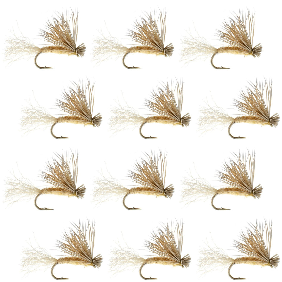 Tan X Caddis Emerging Caddis Adult Trout Dry Fly - 1 Dozen Flies Hook Size 14 - Get Tight Gear