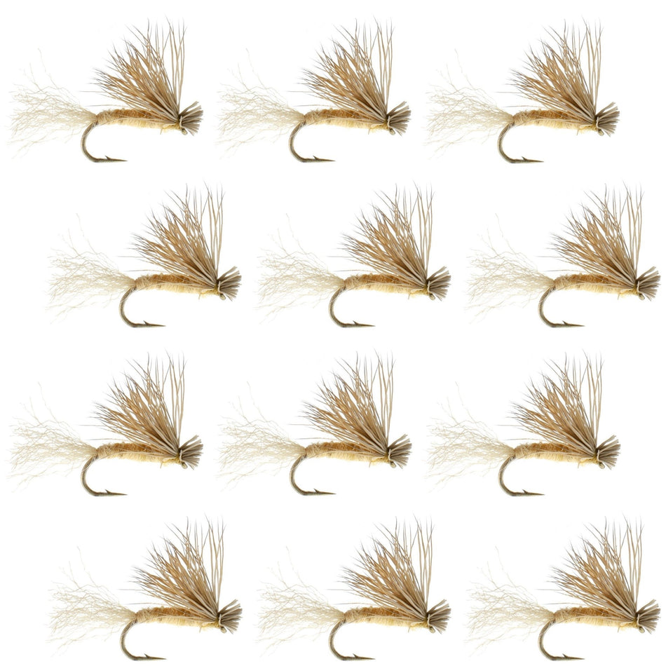 Tan X Caddis Emerging Caddis Adult Trout Dry Fly - 1 Dozen Flies Hook Size 16 - Get Tight Gear