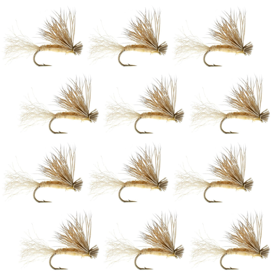 Tan X Caddis Emerging Caddis Adult Trout Dry Fly - 1 Dozen Flies Hook Size 18 - Get Tight Gear