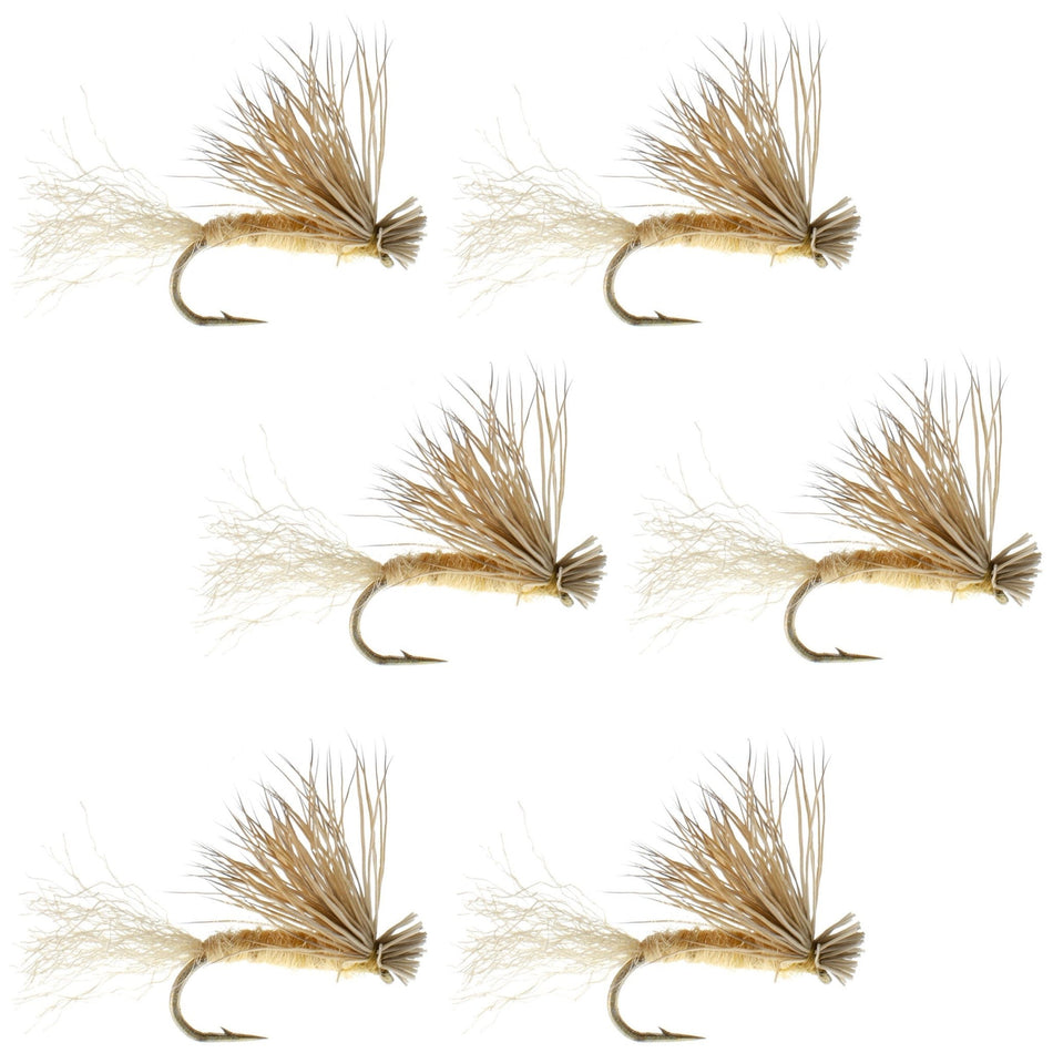 Tan X Caddis Emerging Caddis Adult Trout Dry Fly - 6 Flies Hook Size 18 - Get Tight Gear