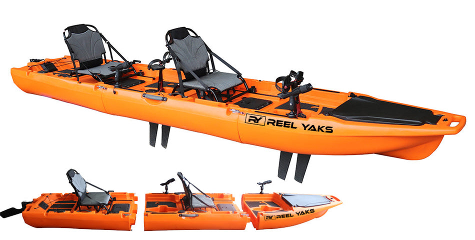 13.8ft  Rocket Fin Drive Tandem & Solo Modular Fishing Kayak | Fin Drive | 550lbs Capacity | 3 Piece