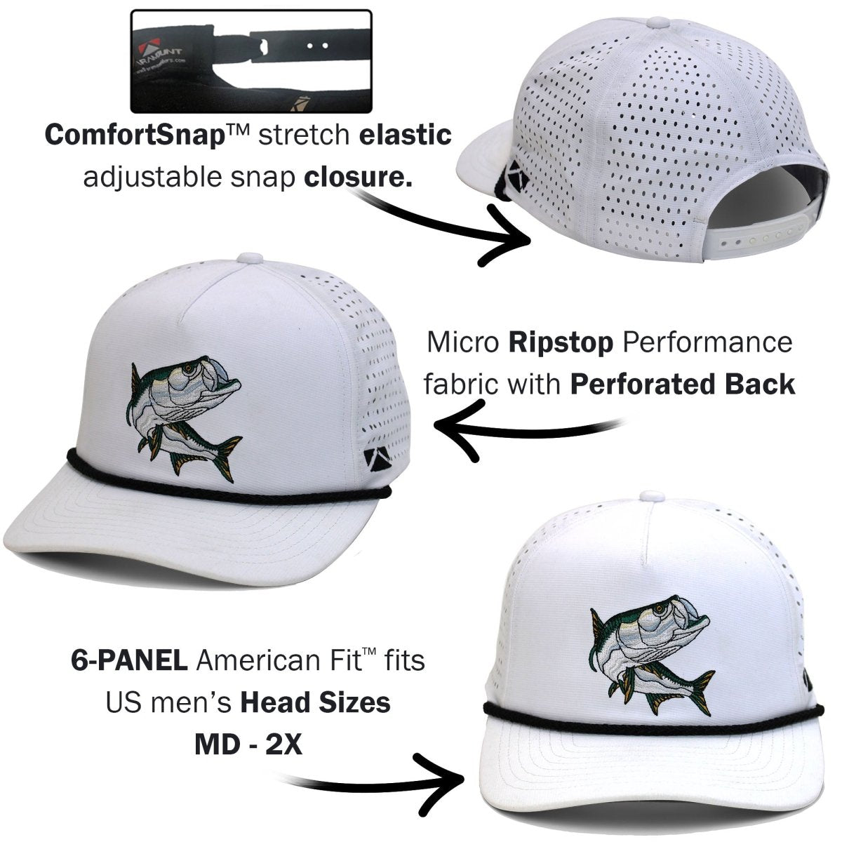TARPOON 5 - Panel Perforated Performance Rope Cap - Get Tight Gear
