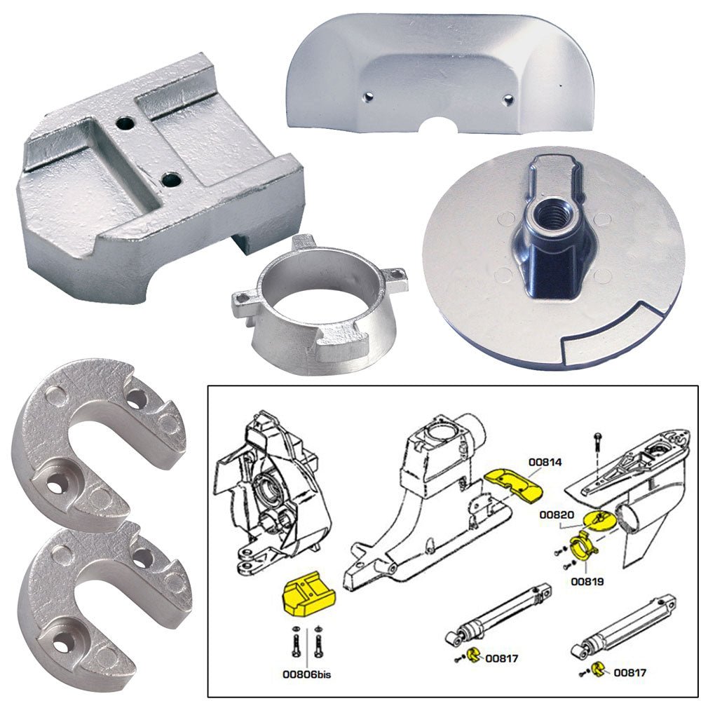 Tecnoseal Anode Kit w/Hardware - Mercury Alpha 1 Gen 2 - Aluminum - Get Tight Gear