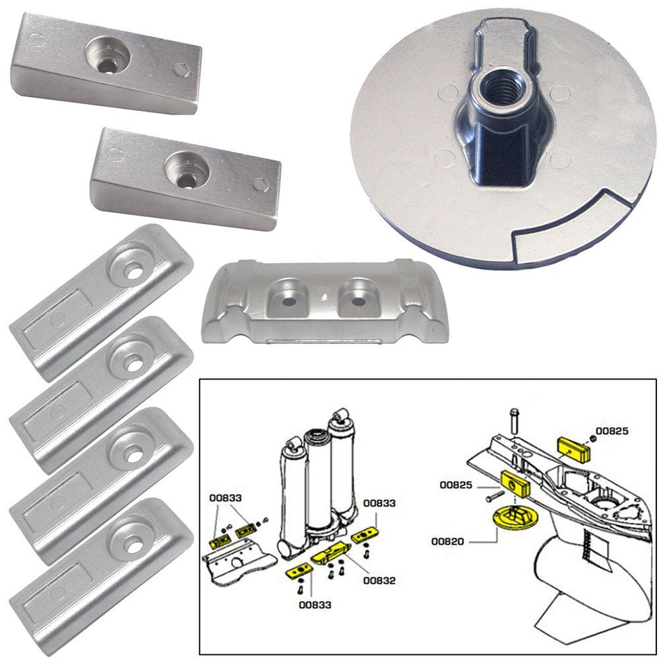 Tecnoseal Anode Kit w/Hardware - Mercury Verado 6 - Zinc - Get Tight Gear