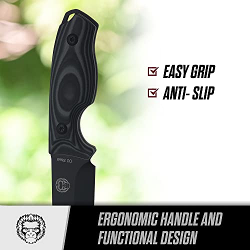 The Baby Silverback Survival Knife Giftset for Outdoors (Black Blade + Grey Liner) - Get Tight Gear