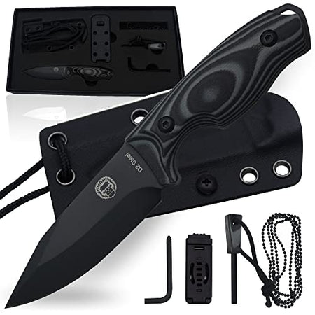 The Baby Silverback Survival Knife Giftset for Outdoors (Black Blade + Grey Liner) - Get Tight Gear