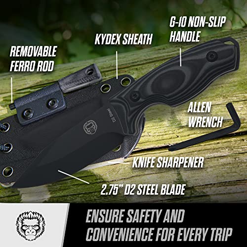The Baby Silverback Survival Knife Giftset for Outdoors (Black Blade + Grey Liner) - Get Tight Gear