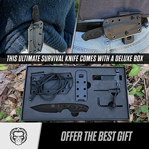 The Baby Silverback Survival Knife Giftset for Outdoors (Black Blade + Grey Liner) - Get Tight Gear