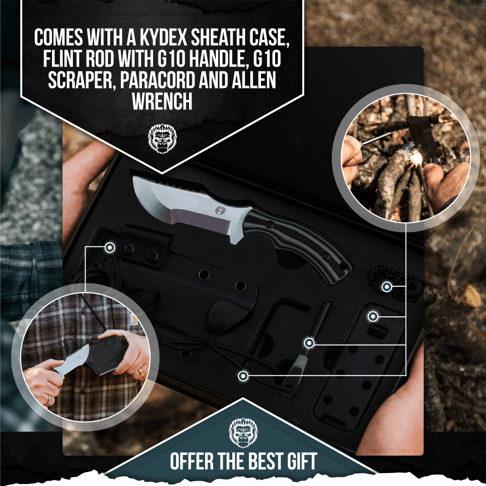 The Baby Tracker D2 Steel Bushcraft Survival Neck Knife Gift Set (Black and Gray) - Get Tight Gear