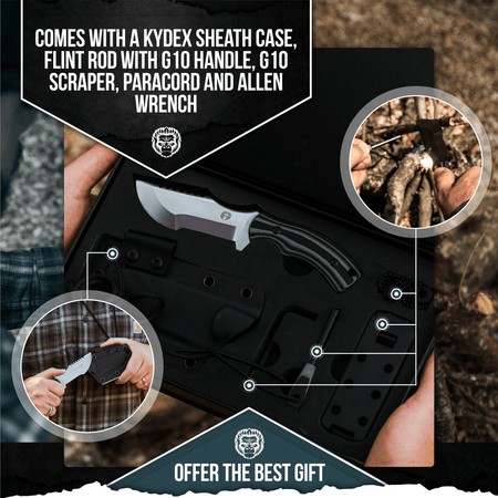 The Baby Tracker D2 Steel Bushcraft Survival Neck Knife Gift Set (Black and Gray) - Get Tight Gear