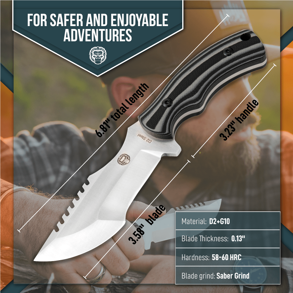 The Baby Tracker D2 Steel Bushcraft Survival Neck Knife Gift Set (Black and Gray) - Get Tight Gear