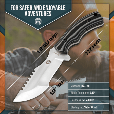 The Baby Tracker D2 Steel Bushcraft Survival Neck Knife Gift Set (Black and Gray) - Get Tight Gear