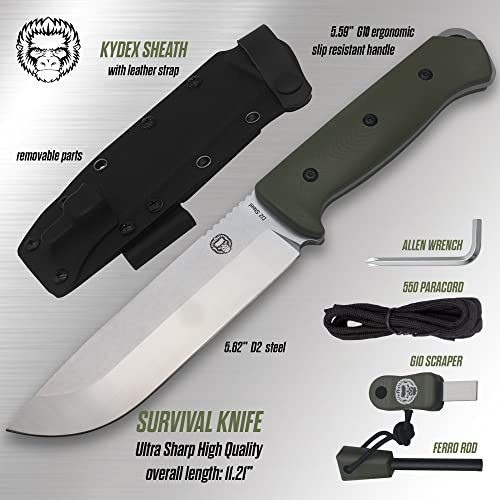 The Bushwhacker D2 Steel Bushcraft Survival Knife Gift Set (Selection) - Get Tight Gear