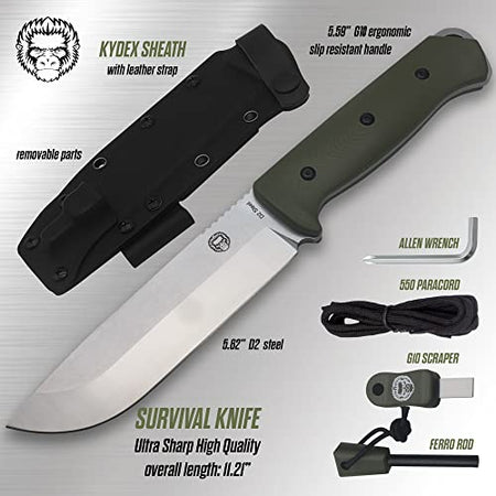 The Bushwhacker D2 Steel Bushcraft Survival Knife Gift Set (Selection) - Get Tight Gear