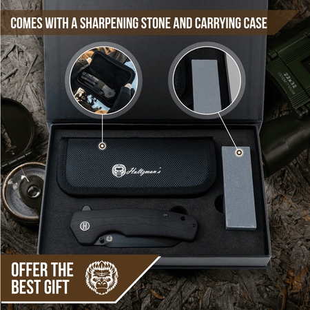 The Clip Point Folding Pocket Knife Giftset for Men and Women (Black and Orange) - Get Tight Gear