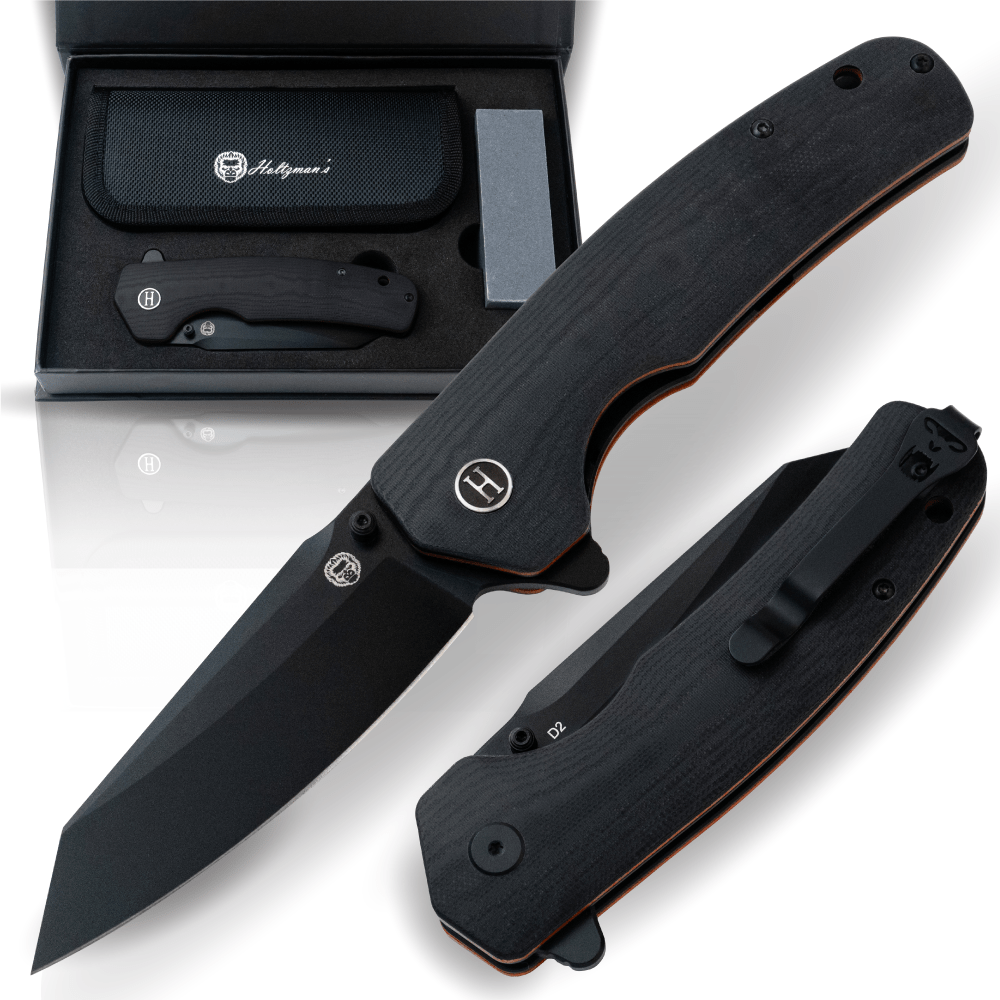 The Clip Point Folding Pocket Knife Giftset for Men and Women (Black and Orange) - Get Tight Gear