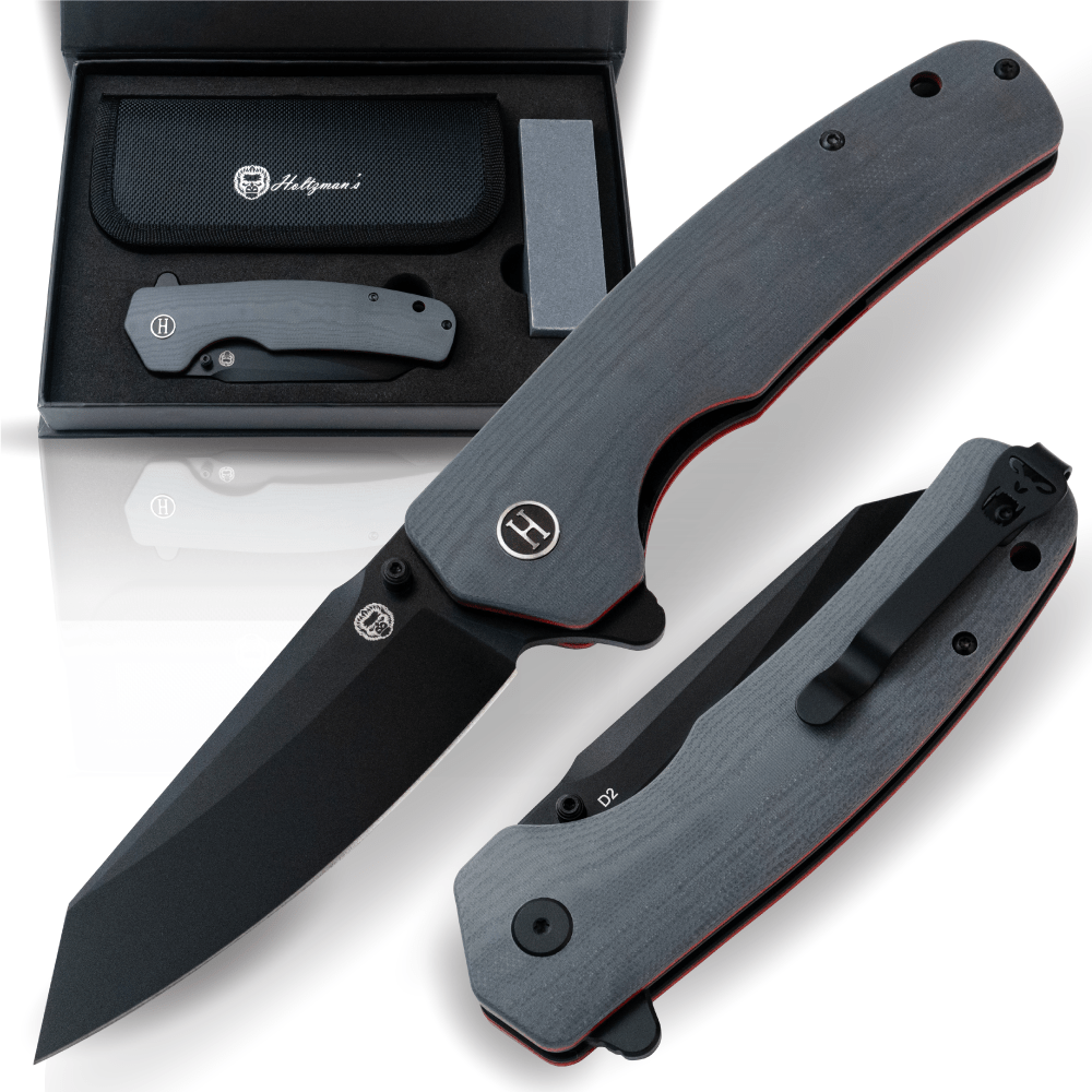 The Clip Point Folding Pocket Knife Giftset for Men and Women (Grey and Red) - Get Tight Gear