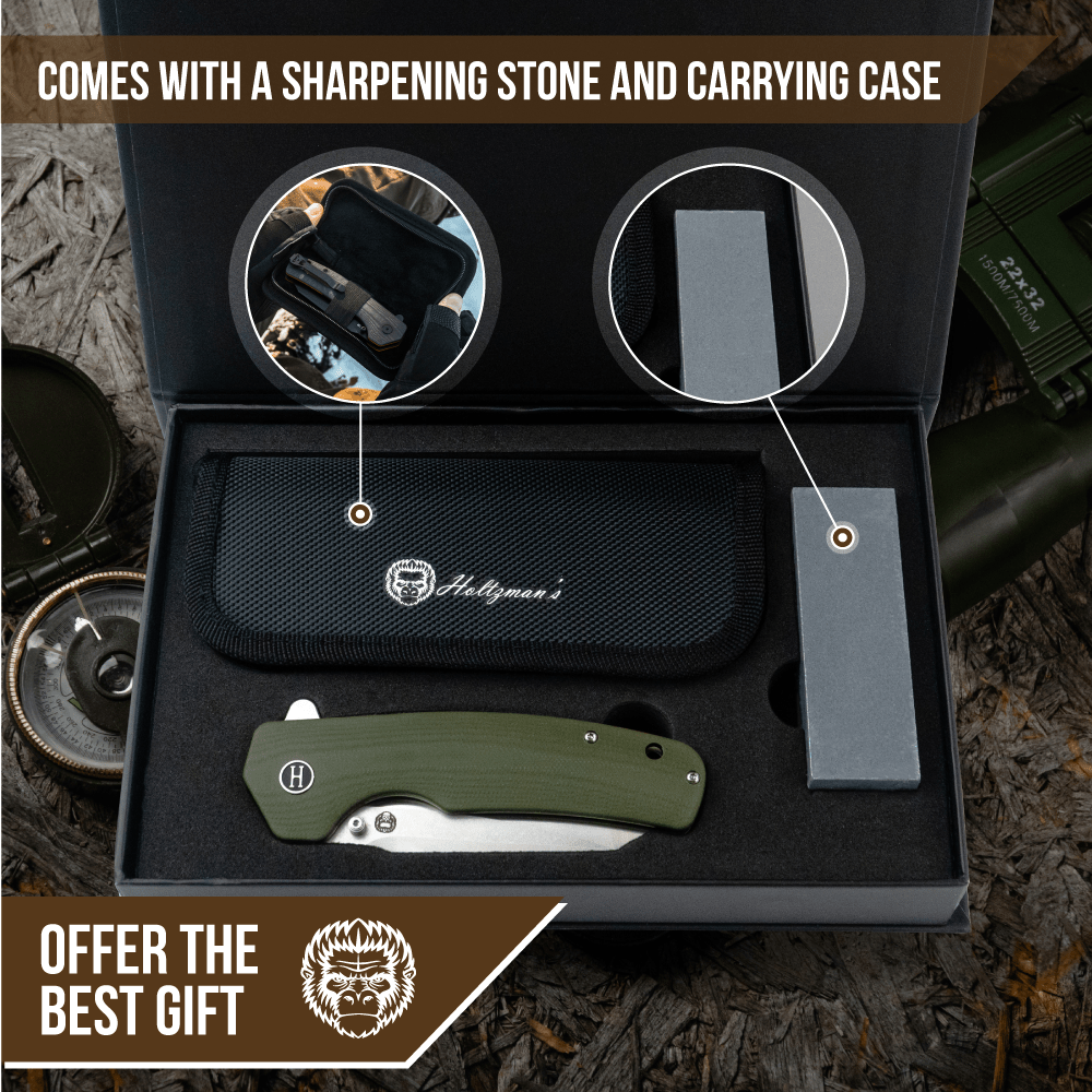The Clip Point Folding Pocket Knife Giftset for Men and Women (Silver and Green) - Get Tight Gear