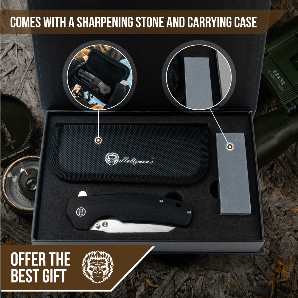 The Clip Point, Pioneer, Wild Trail Folding Pocket Knife Giftset Combo (Silver and Black) - Get Tight Gear
