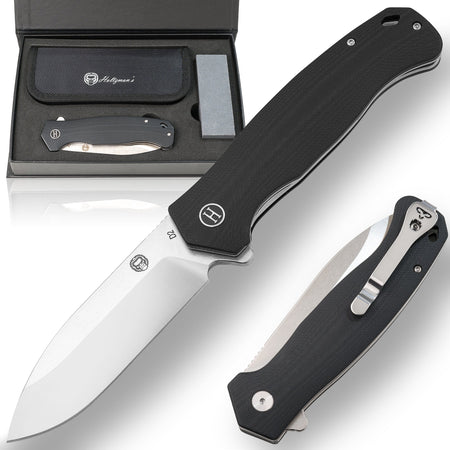 The Clip Point, Pioneer, Wild Trail Folding Pocket Knife Giftset Combo (Silver and Black) - Get Tight Gear