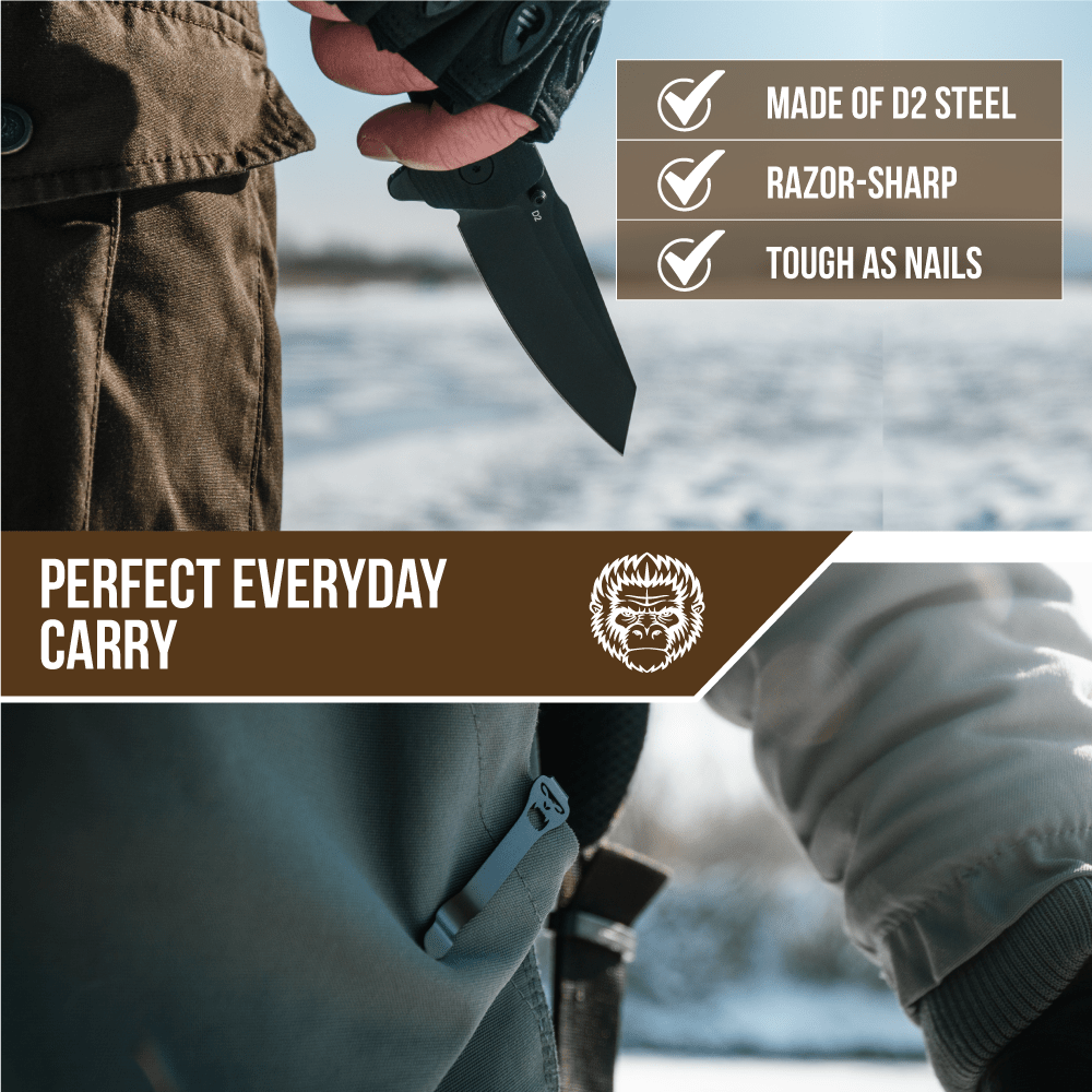 The Clip Point, Straight Back, Pioneer Folding Pocket Knife Giftset Combo (Silver and Green) - Get Tight Gear