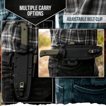 The Congo D2 Steel Bushcraft Survival Knife Gift Set (Black Blade + Green Handle) - Get Tight Gear