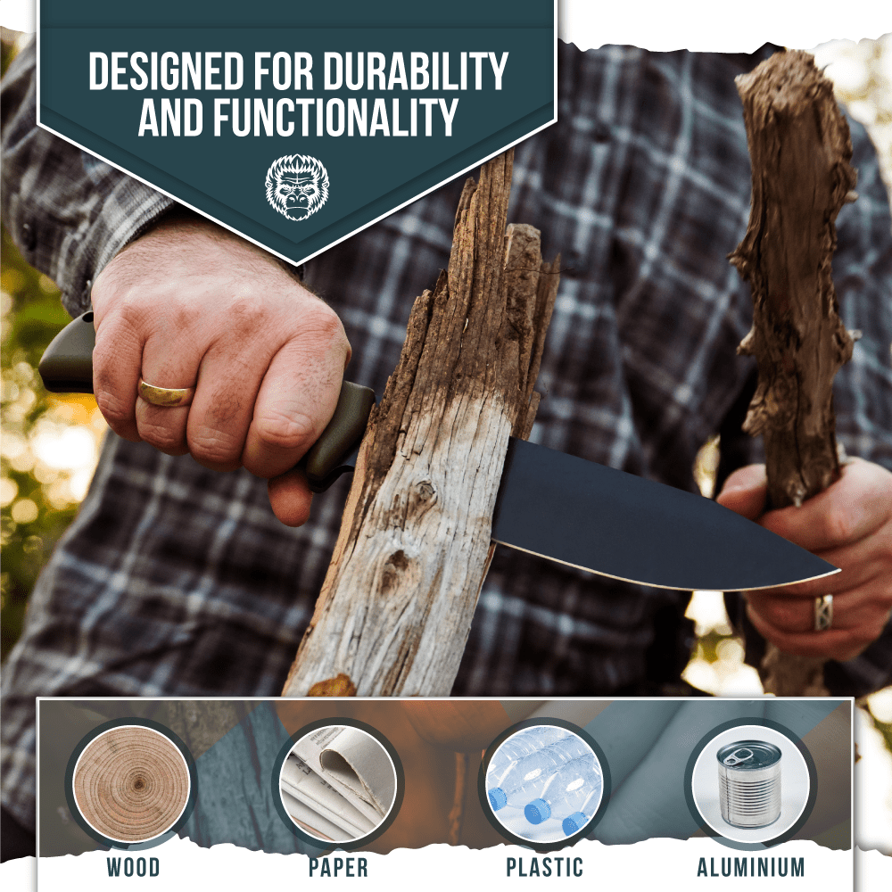 The Congo D2 Steel Bushcraft Survival Knife Gift Set (Black Blade + Green Handle) - Get Tight Gear