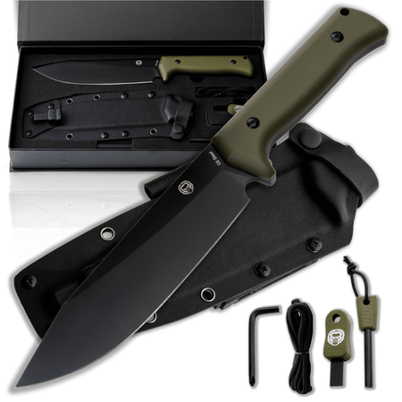 The Congo D2 Steel Bushcraft Survival Knife Gift Set (Black Blade + Green Handle) - Get Tight Gear