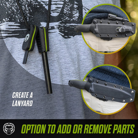 "The Fireline" Bushcraft Survival Knife with 1095 High Carbon Blade Giftset (Black and Green) - Get Tight Gear