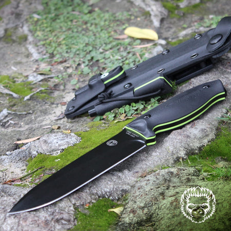 "The Fireline" Bushcraft Survival Knife with 1095 High Carbon Blade Giftset (Black and Green) - Get Tight Gear
