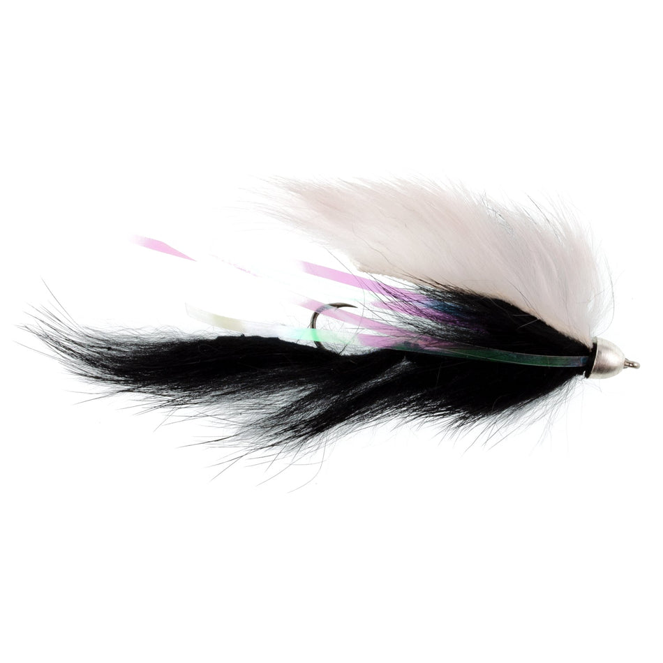 The Fly Fishing Place Dolly Llama Stinger Streamer Flies - 3 Black and White Salmon Steelhead Trout Alaska Fly Fishing Flies - Hook Size 4 - Get Tight Gear