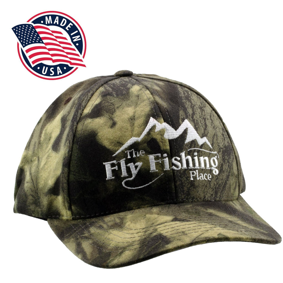 The Fly Fishing Place Logo Cap | Low Profile Mossy Oak Break Up Camo | Made In The USA - Get Tight Gear