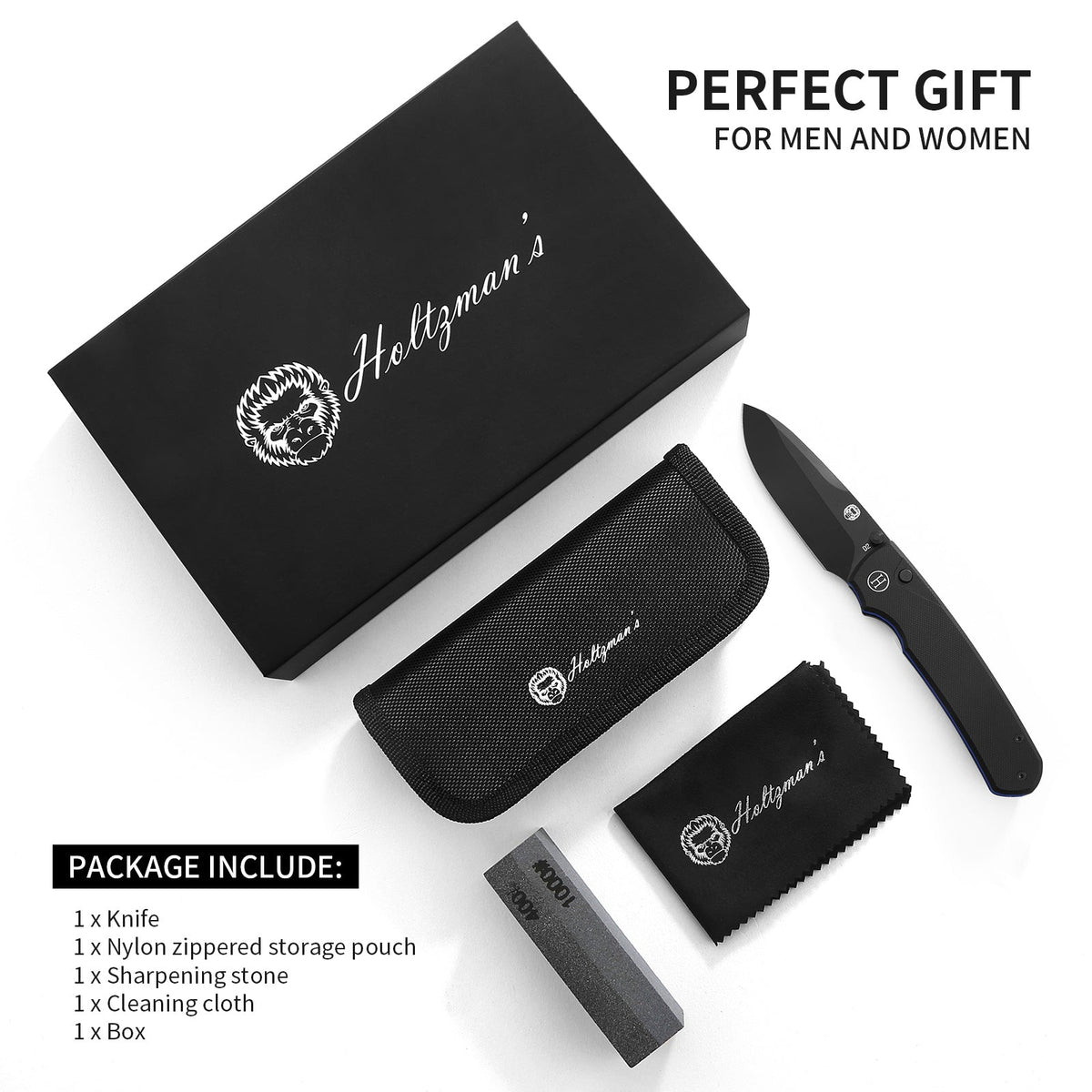 The Loyalist Folding Pocket Knife Giftset for Men and Women (Black and Blue) - Get Tight Gear