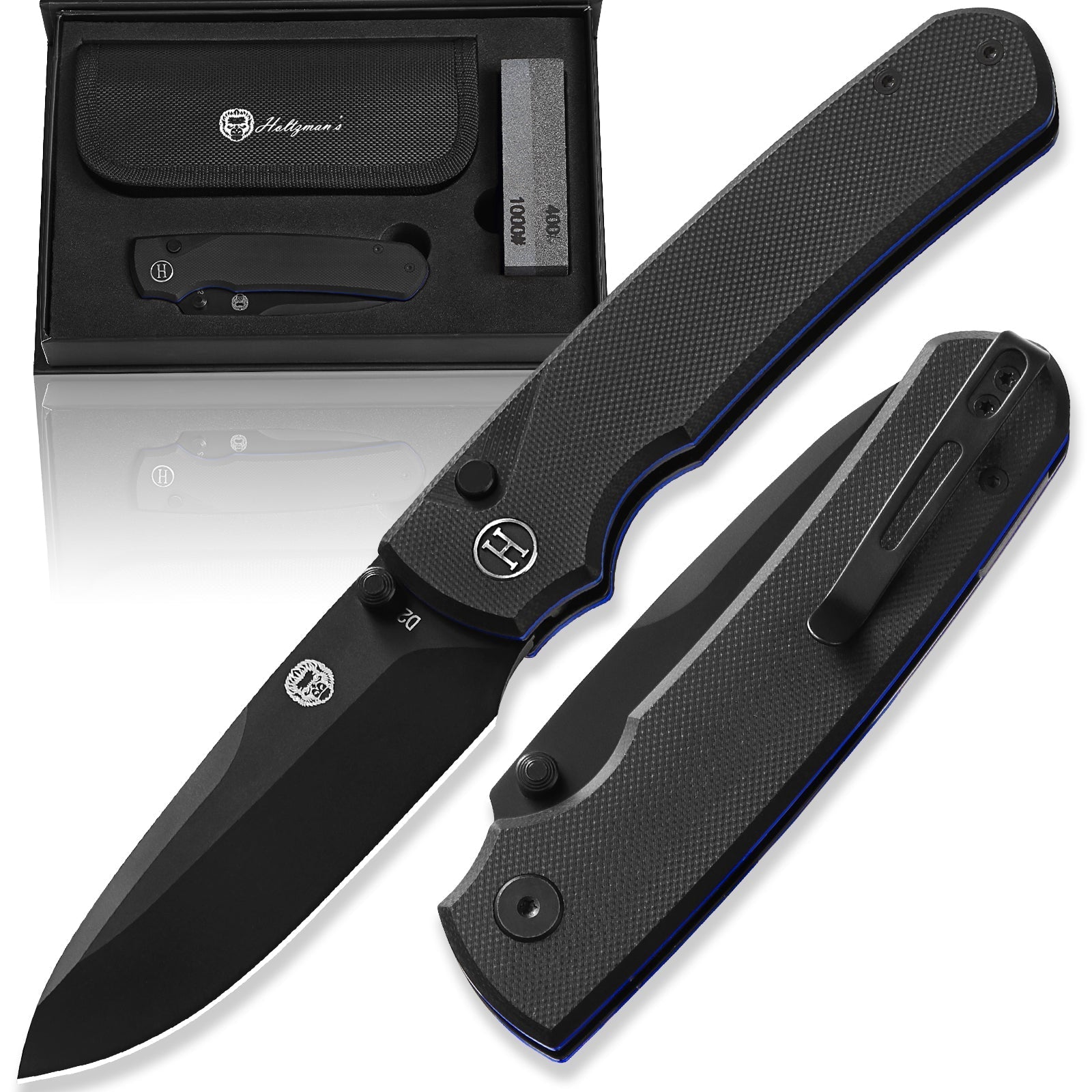 The Loyalist Folding Pocket Knife Giftset for Men and Women (Black and Blue) - Get Tight Gear