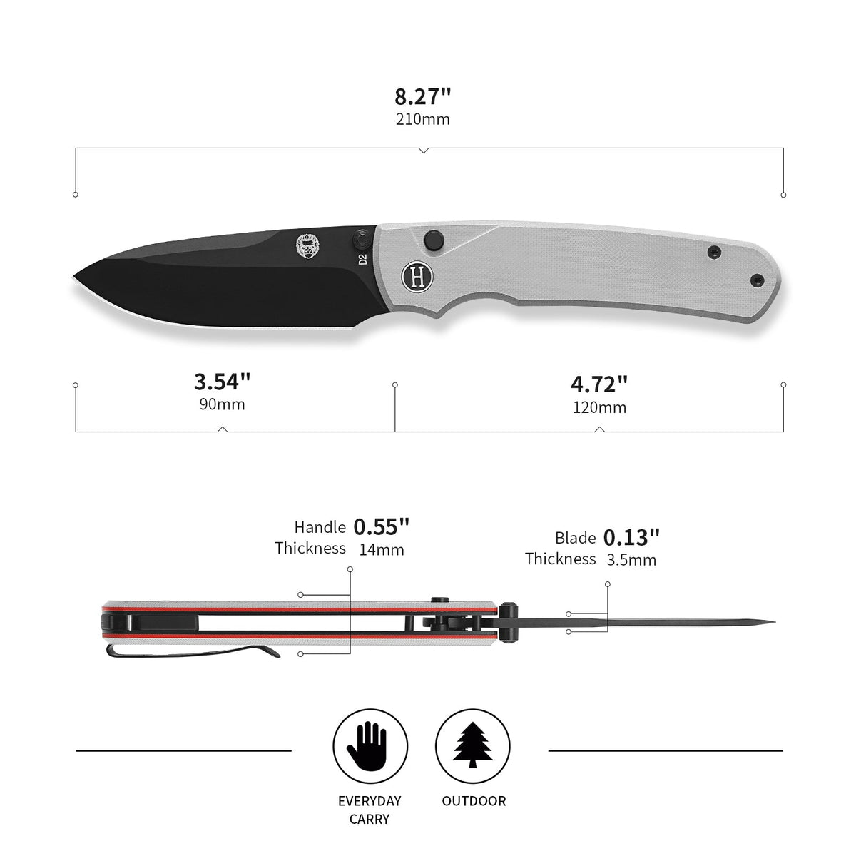 The Loyalist Folding Pocket Knife Giftset for Men and Women (Black and White) - Get Tight Gear