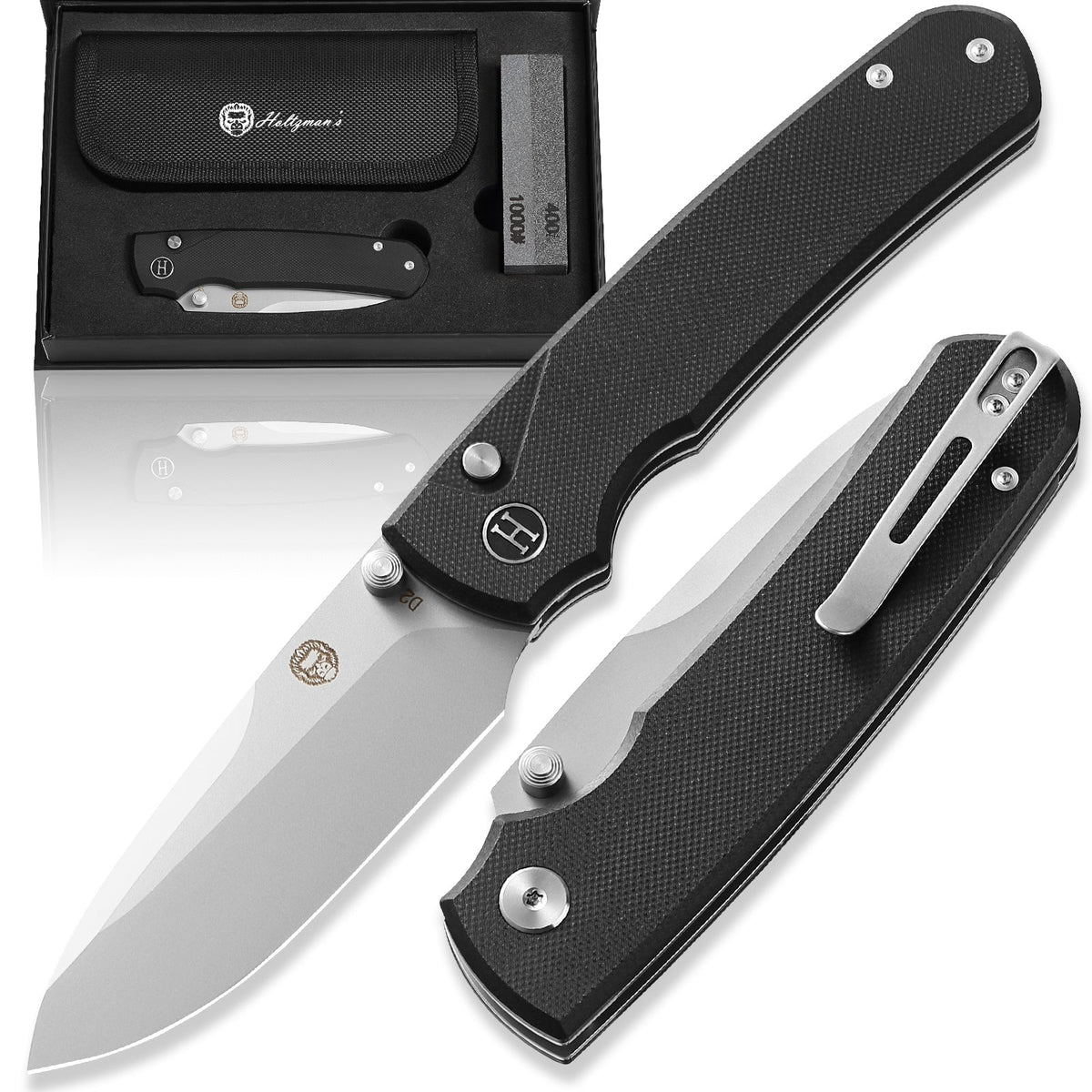The Loyalist Folding Pocket Knife Giftset for Men and Women (Sand and Black) - Get Tight Gear