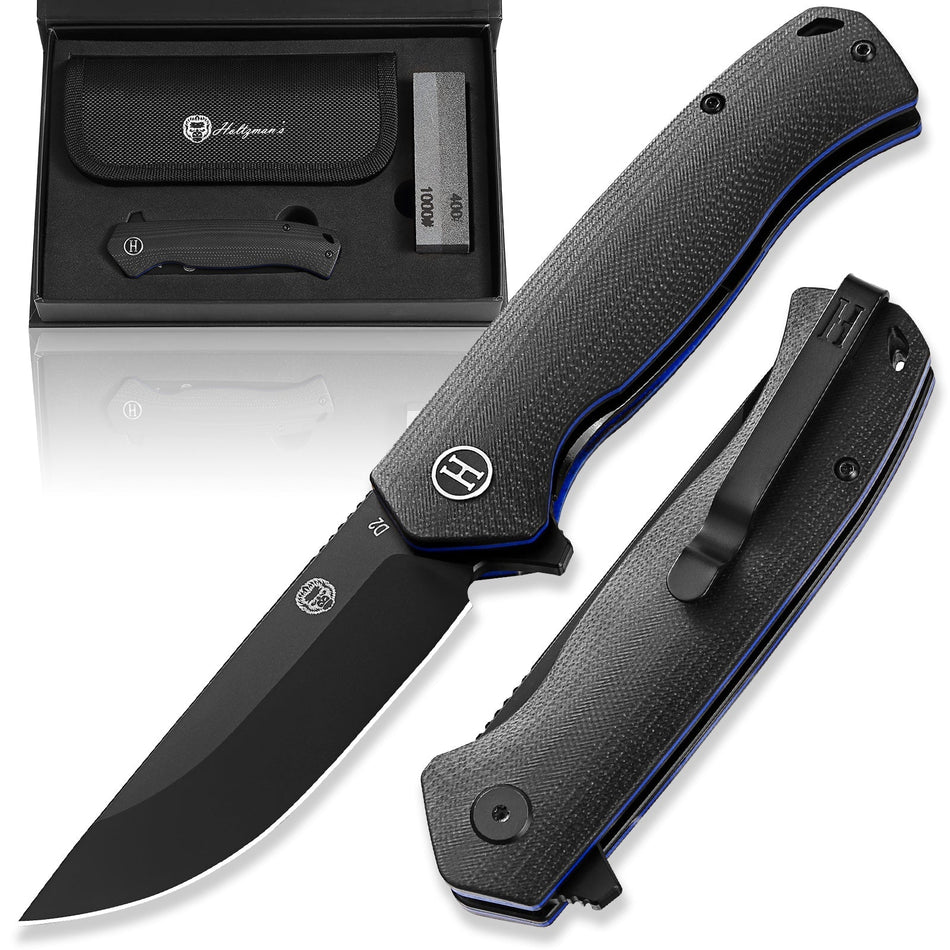The Pathfinder Folding Pocket Knife Giftset for Men and Women (Black and Blue) - Get Tight Gear
