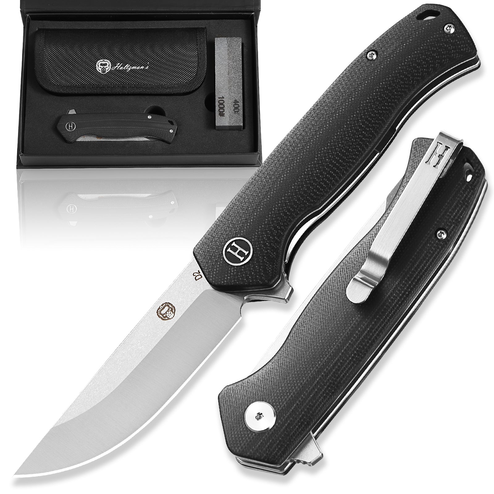 The Pathfinder Folding Pocket Knife Giftset for Men and Women (Black and Silver) - Get Tight Gear