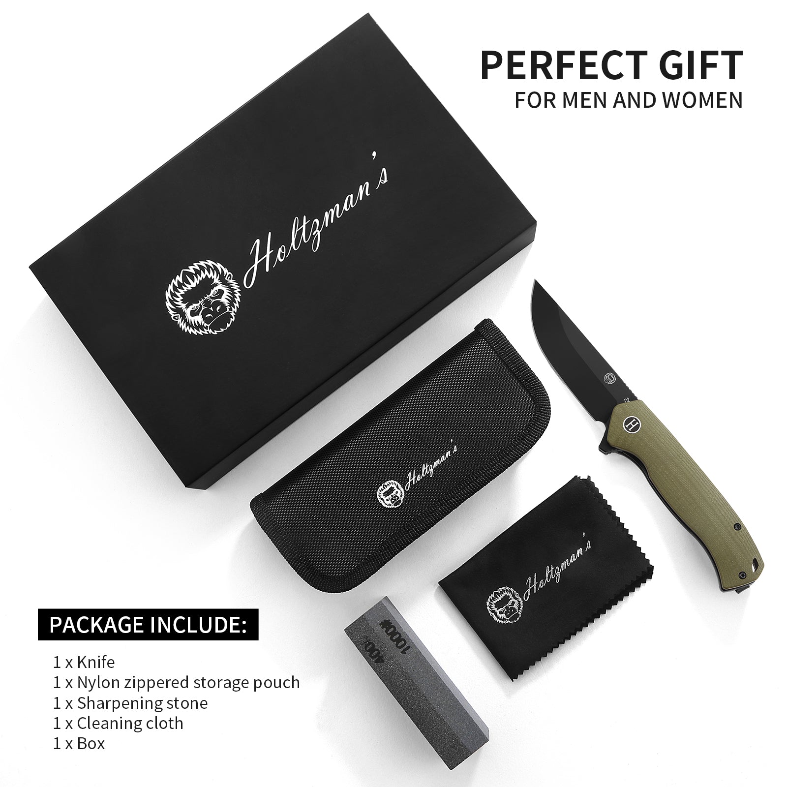 The Pathfinder Folding Pocket Knife Giftset for Men and Women (Green and Silver) - Get Tight Gear