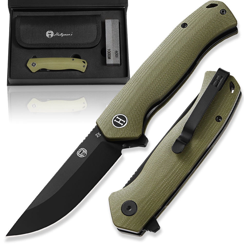 The Pathfinder Folding Pocket Knife Giftset for Men and Women (Green and Silver) - Get Tight Gear