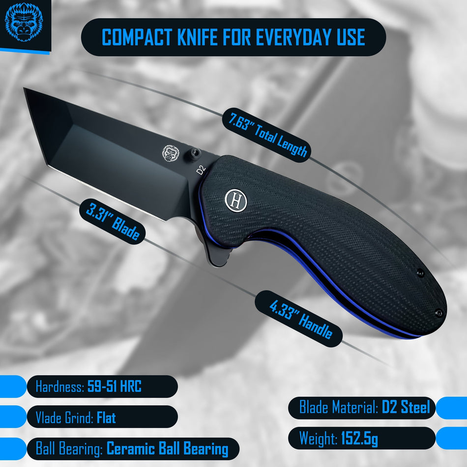 The Pioneer Folding Pocket Knife Giftset for Men and Women (Black and Blue) - Get Tight Gear