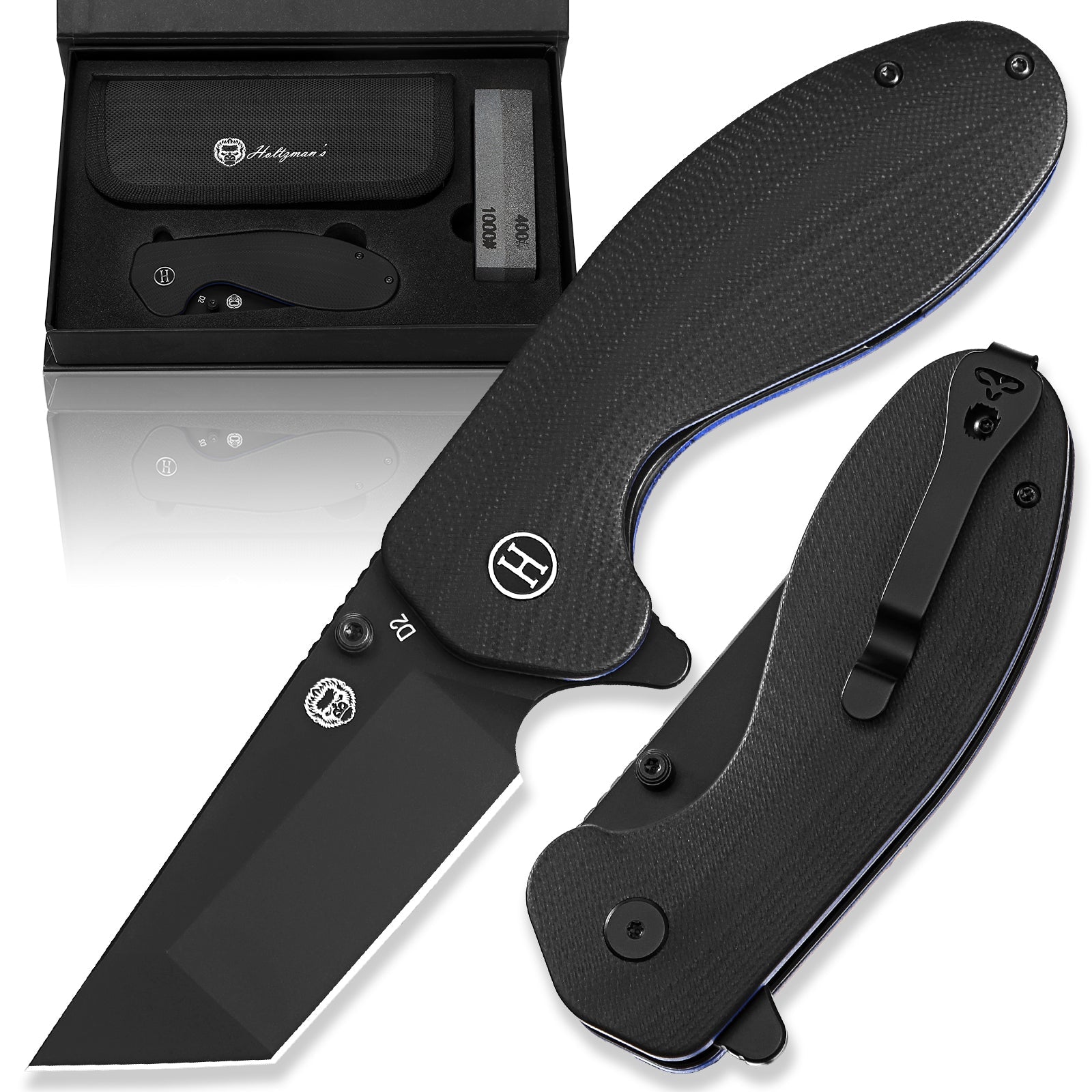 The Pioneer Folding Pocket Knife Giftset for Men and Women (Black and Blue) - Get Tight Gear