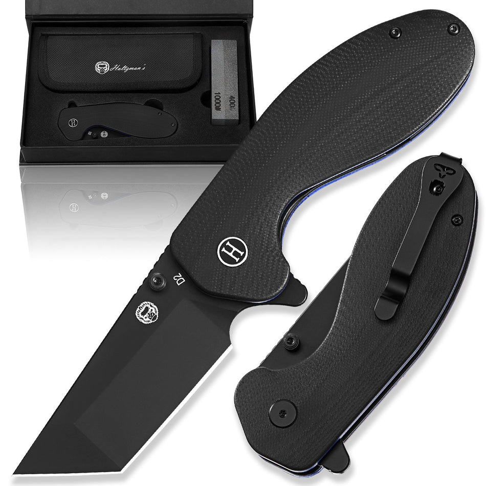 The Pioneer Folding Pocket Knife Giftset for Men and Women (Black and Blue) - Get Tight Gear