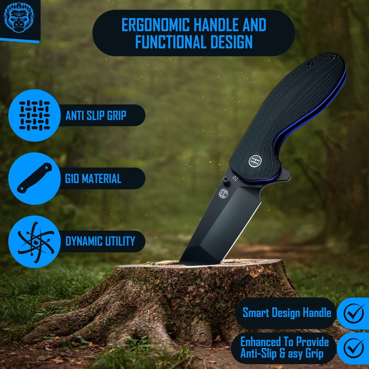 The Pioneer Folding Pocket Knife Giftset for Men and Women (Black and Blue) - Get Tight Gear