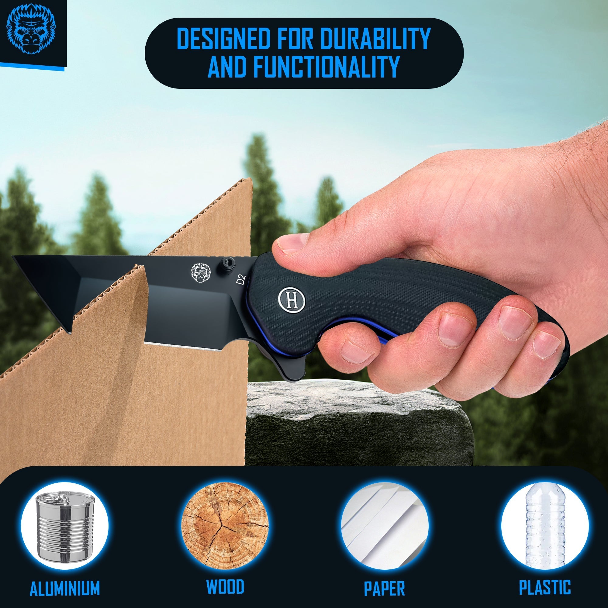 The Pioneer Folding Pocket Knife Giftset for Men and Women (Black and Blue) - Get Tight Gear