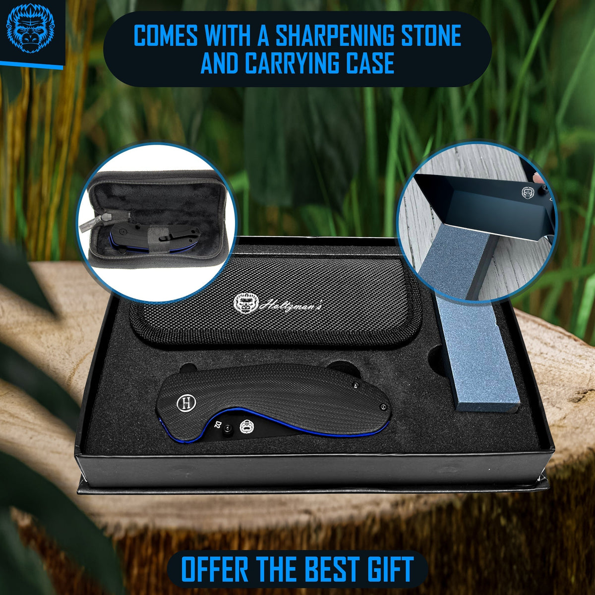 The Pioneer Folding Pocket Knife Giftset for Men and Women (Black and Blue) - Get Tight Gear