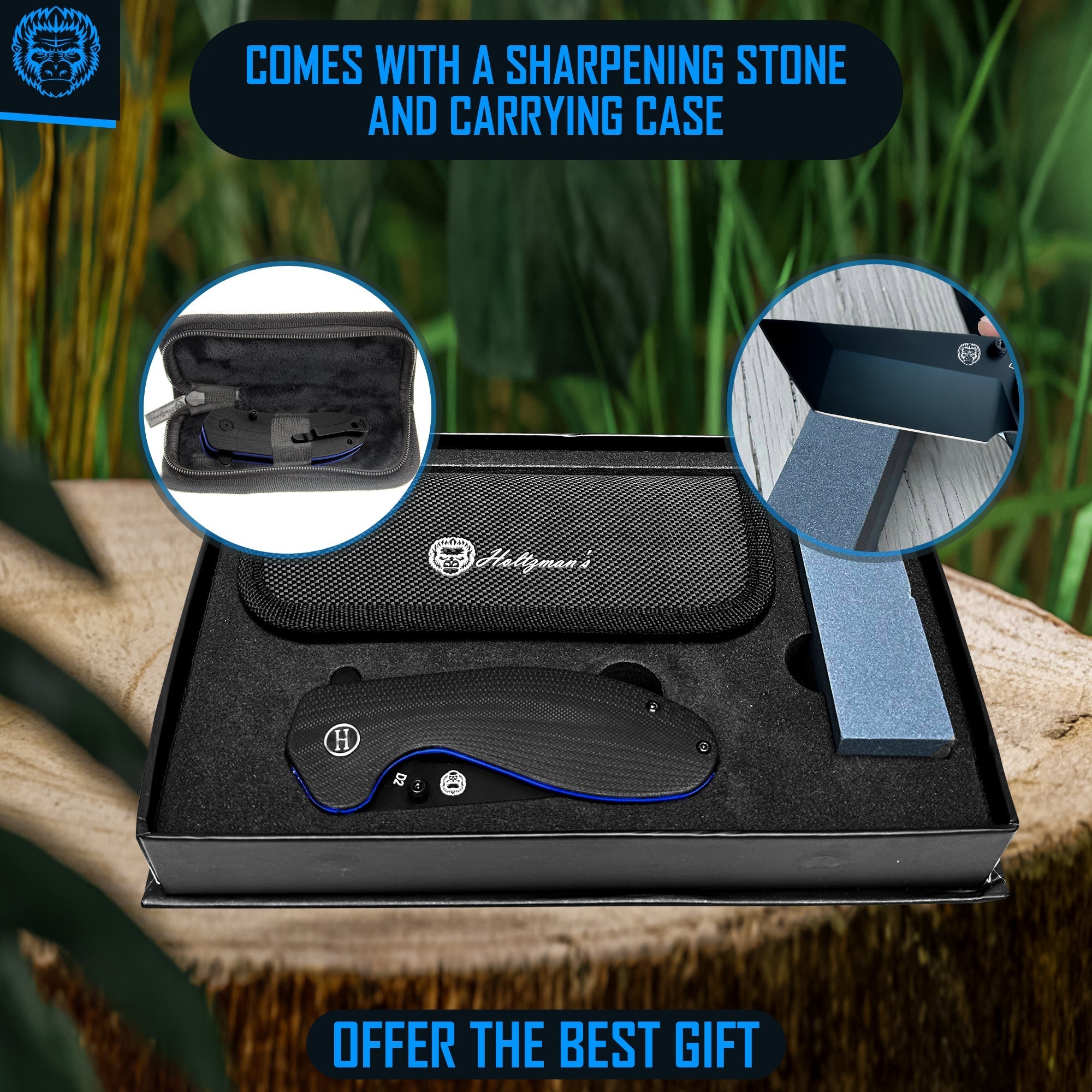 The Pioneer Folding Pocket Knife Giftset for Men and Women (Black and Blue) - Get Tight Gear