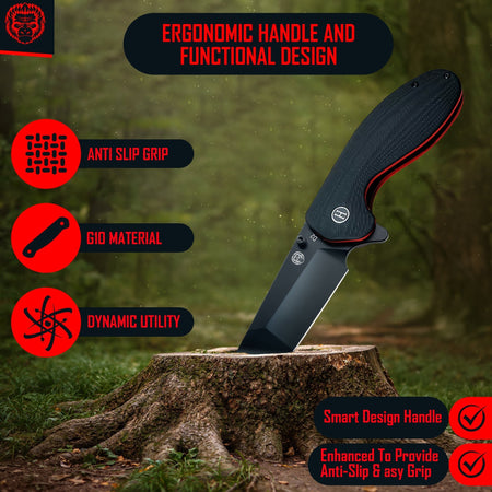 The Pioneer Folding Pocket Knife Giftset for Men and Women (Black and Orange) - Get Tight Gear